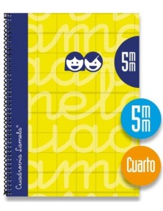 CUADERNO ESPIRAL 4º 80H 90G 5MM AMARILLO CUADROVIA EXTRADUR